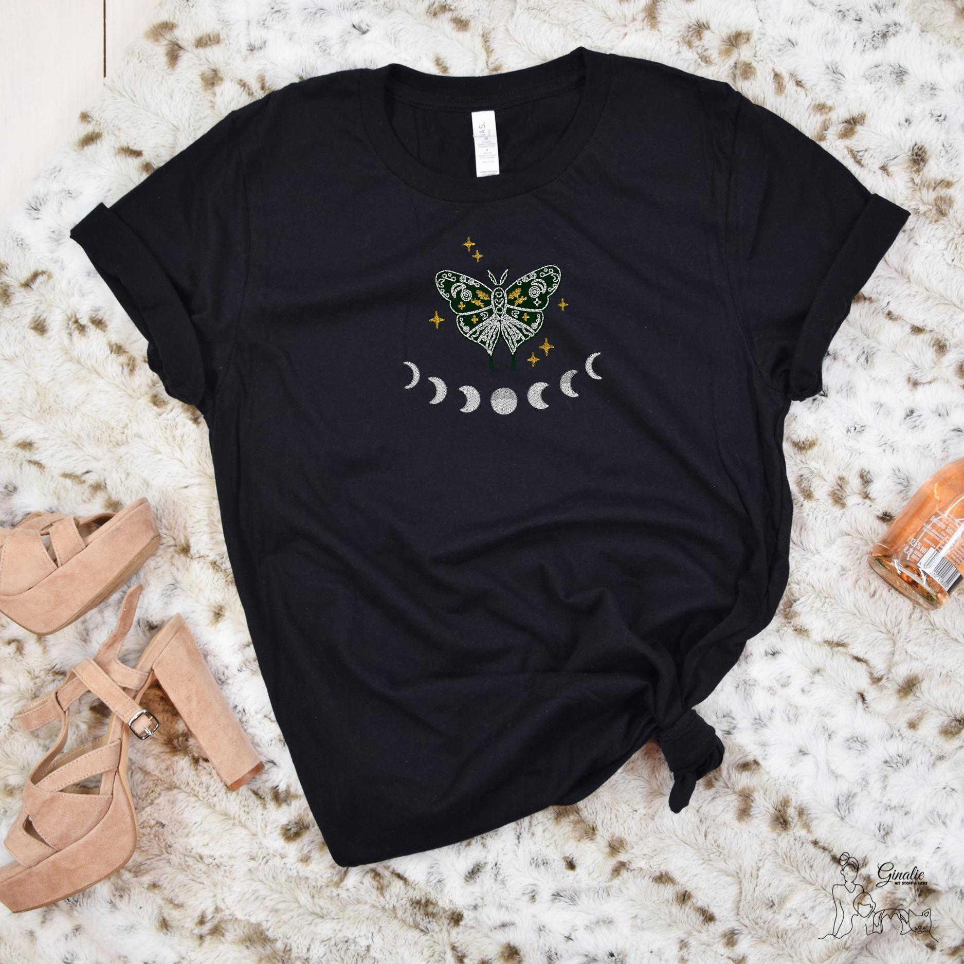 Boho Schmetterling Shirt SP01 • Mondphasen Design • Spirituelles T-Shirt, Hoodie oder Sweatshirt