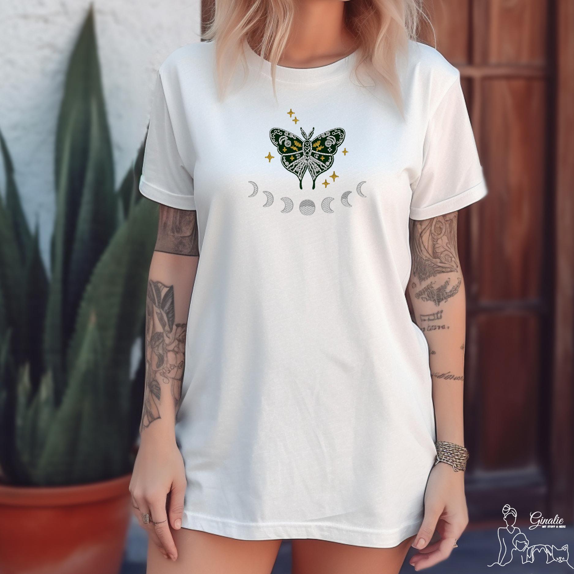 Boho Schmetterling Shirt SP01 • Mondphasen Design • Spirituelles T-Shirt, Hoodie oder Sweatshirt