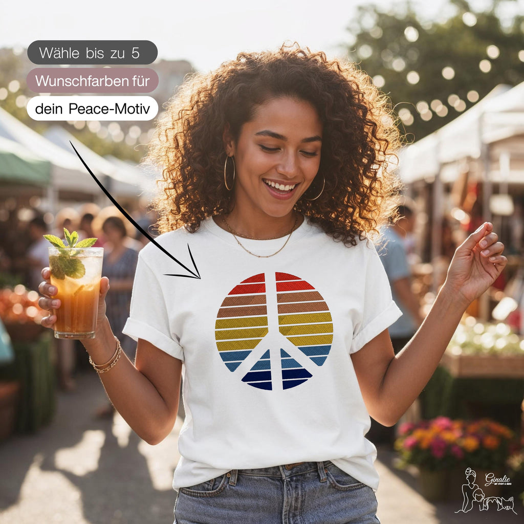 Peace Shirt, Hoodie & Sweatshirt SP06 - Retro Peace Zeichen mit individueller Farbwahl
