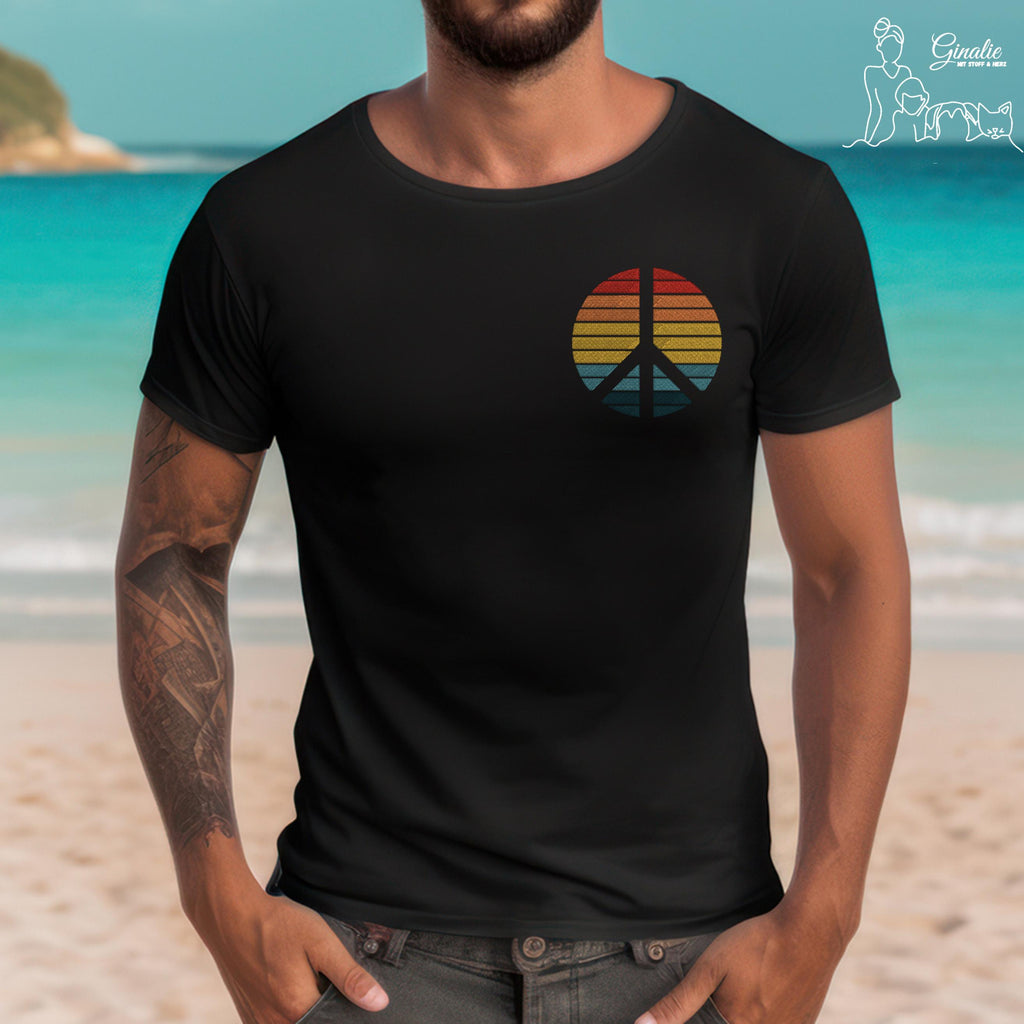 Retro Peace Shirt, Hoodie & Sweatshirt SP07 - Friedenssymbol Stickerei mit Wunschfarben