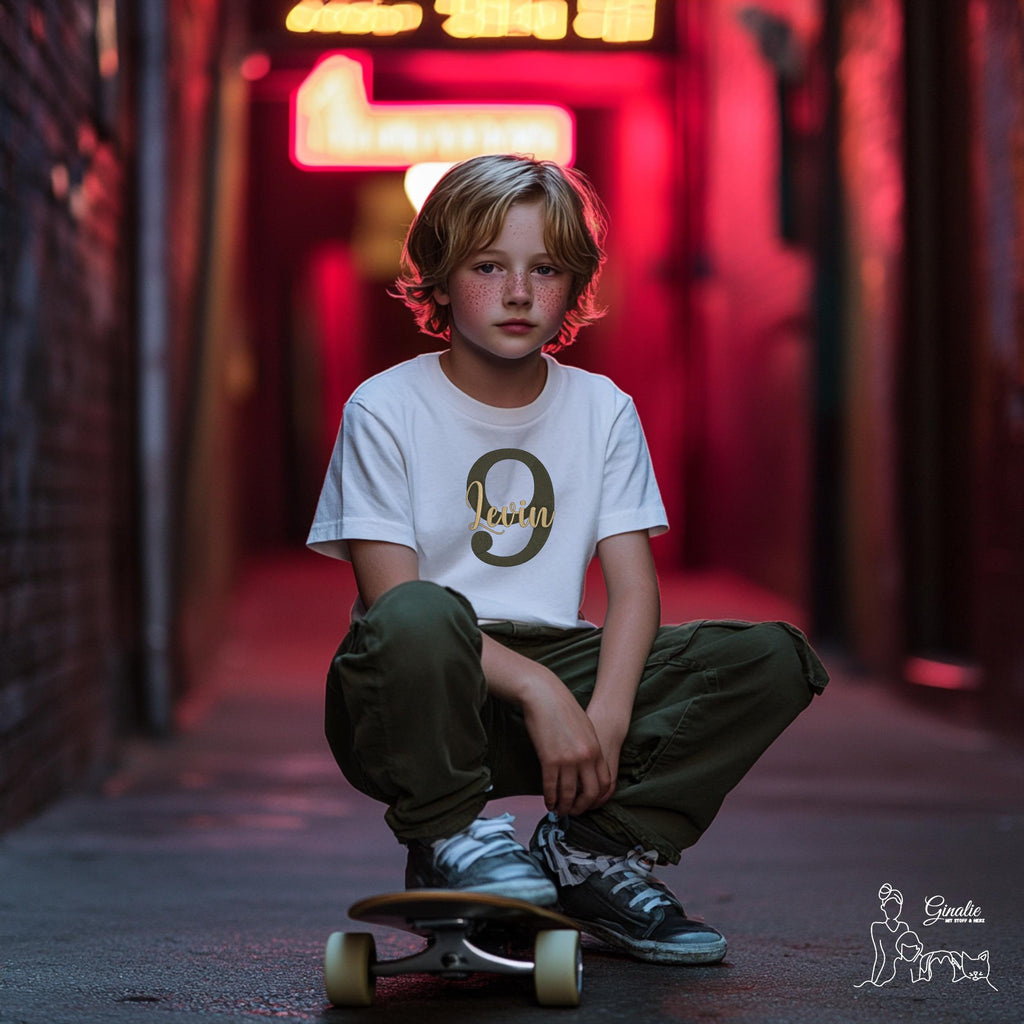 Personalisiertes Kinder T-Shirt GEB02 • Geburtstag • Zahl & Name