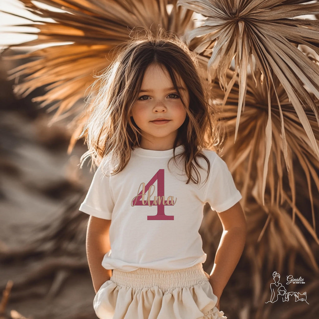 Personalisiertes Kinder T-Shirt GEB02 • Geburtstag • Zahl & Name