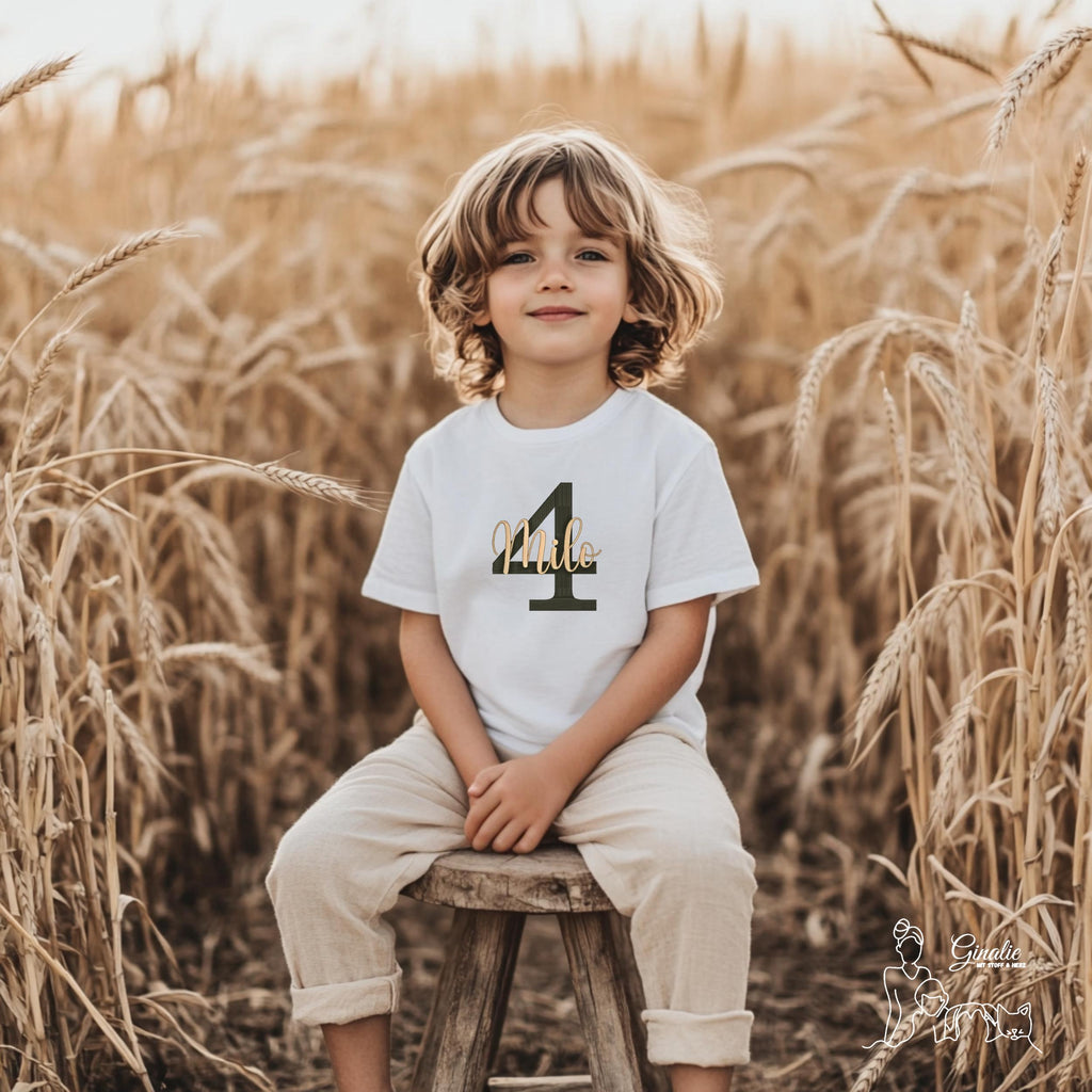 Personalisiertes Kinder T-Shirt GEB02 • Geburtstag • Zahl & Name