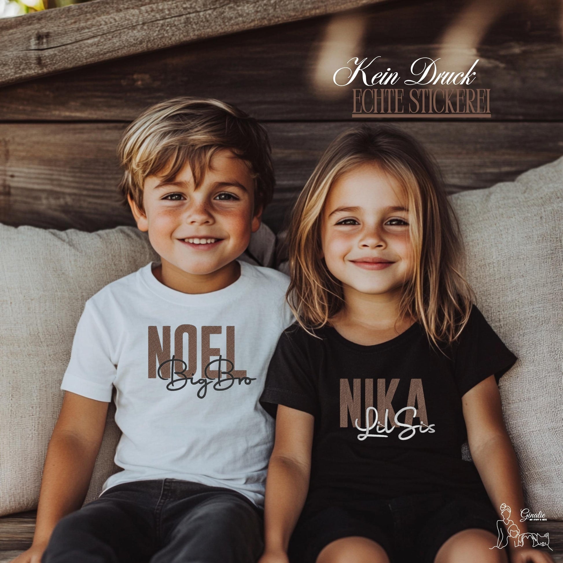 Geschwisteroutfit GSC01 • Kinder T-Shirt bestickt • Bruder Schwester