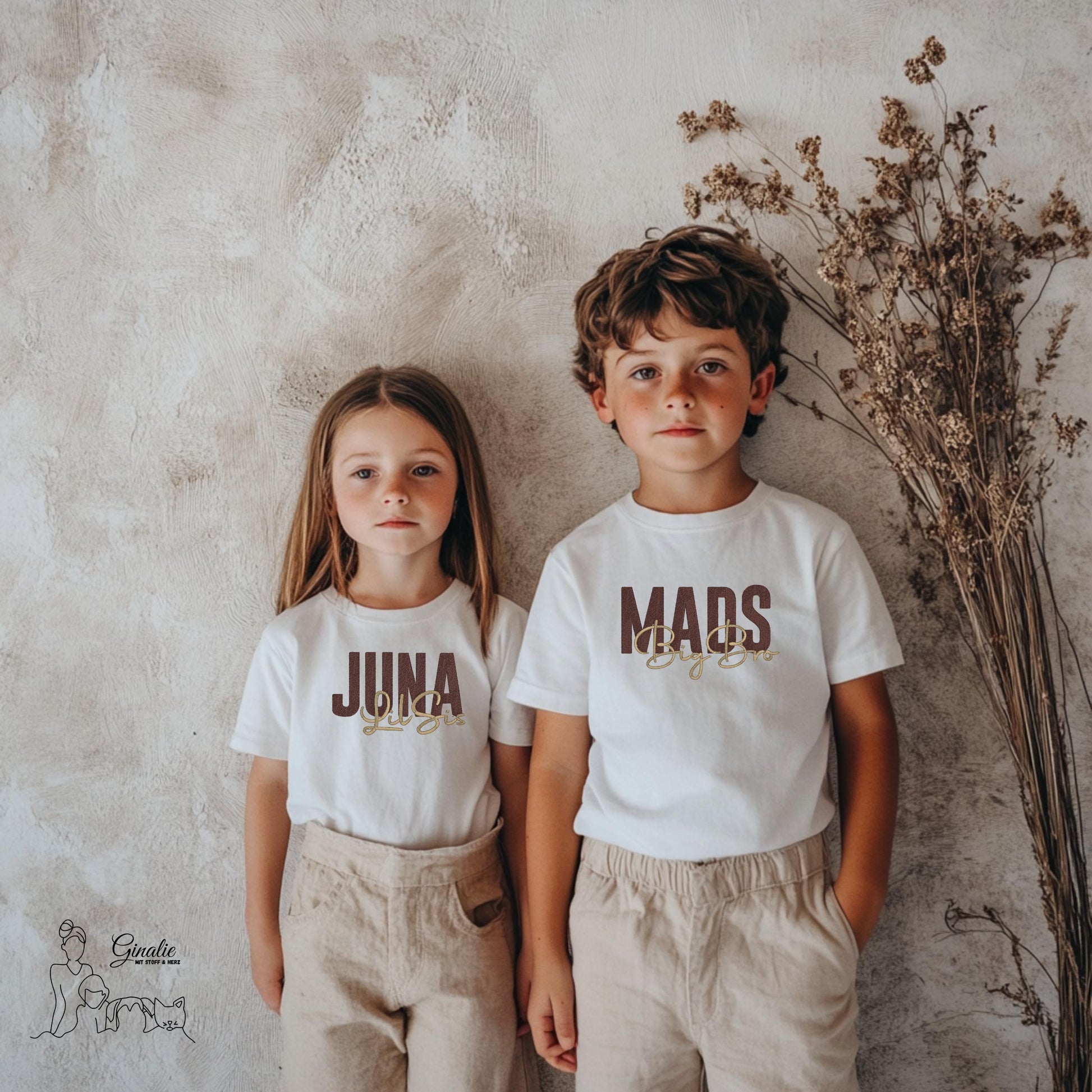 Geschwisteroutfit GSC01 • Kinder T-Shirt bestickt • Bruder Schwester