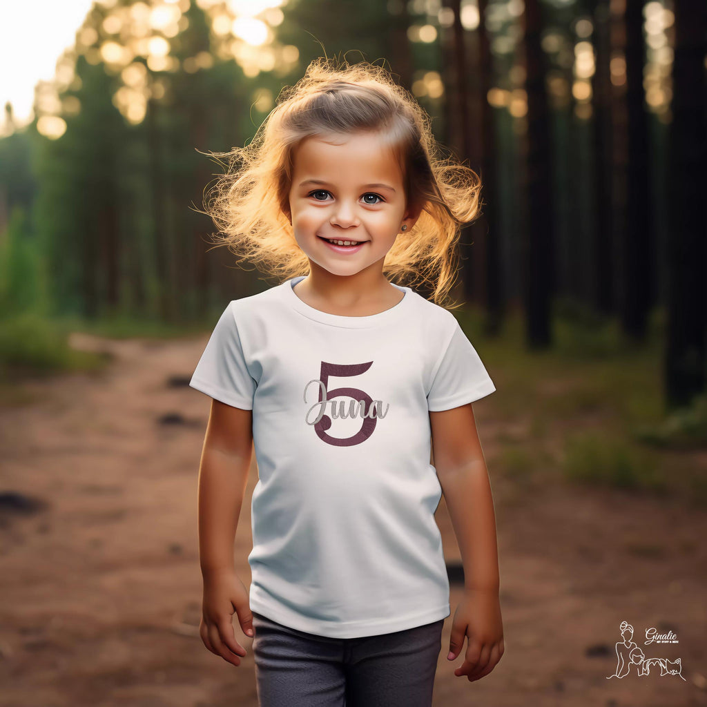Personalisiertes Kinder T-Shirt GEB02 • Geburtstag • Zahl & Name