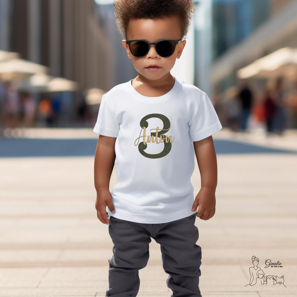 Personalisiertes Kinder T-Shirt GEB02 • Geburtstag • Zahl & Name