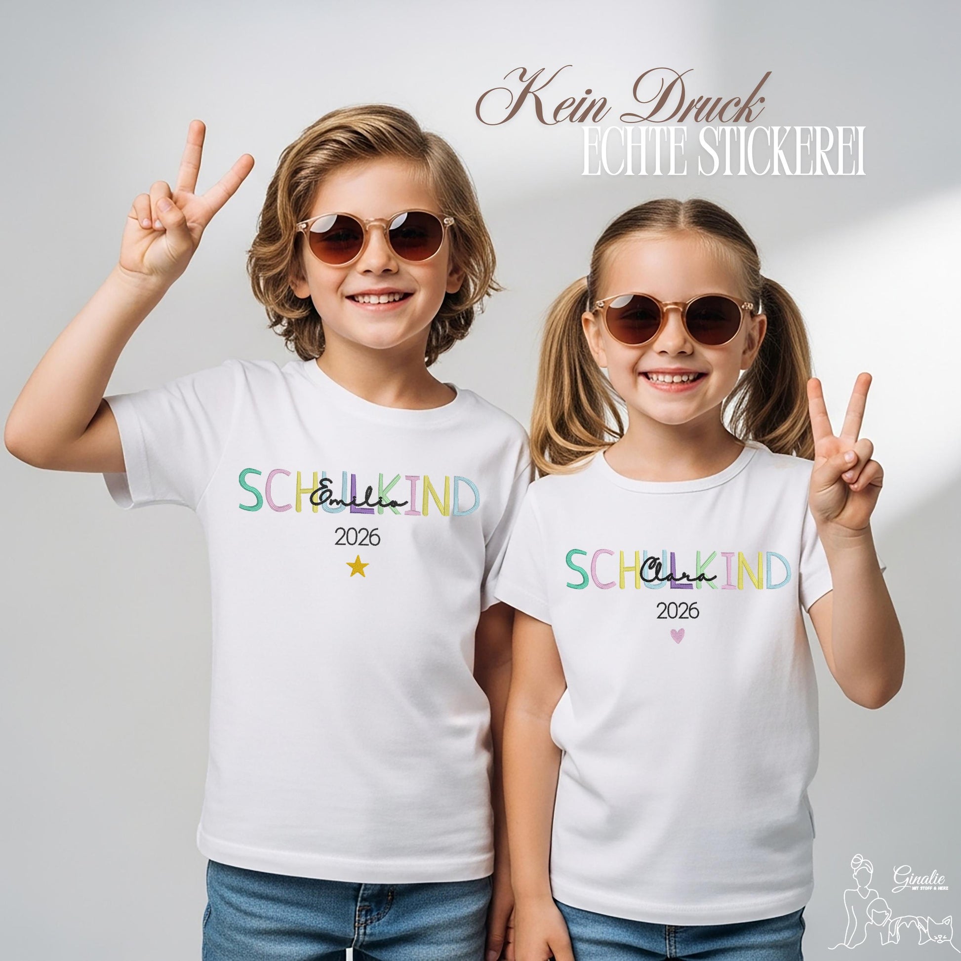 Schulkind T-Shirt SCHOOL01 • bestickt & personalisiert mit Name • Einschulung