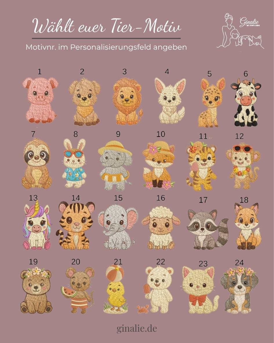 Kinder T-Shirt personalisiert • Fahrzeuge • Tiere • Regenbogen • bestickt mit Namen