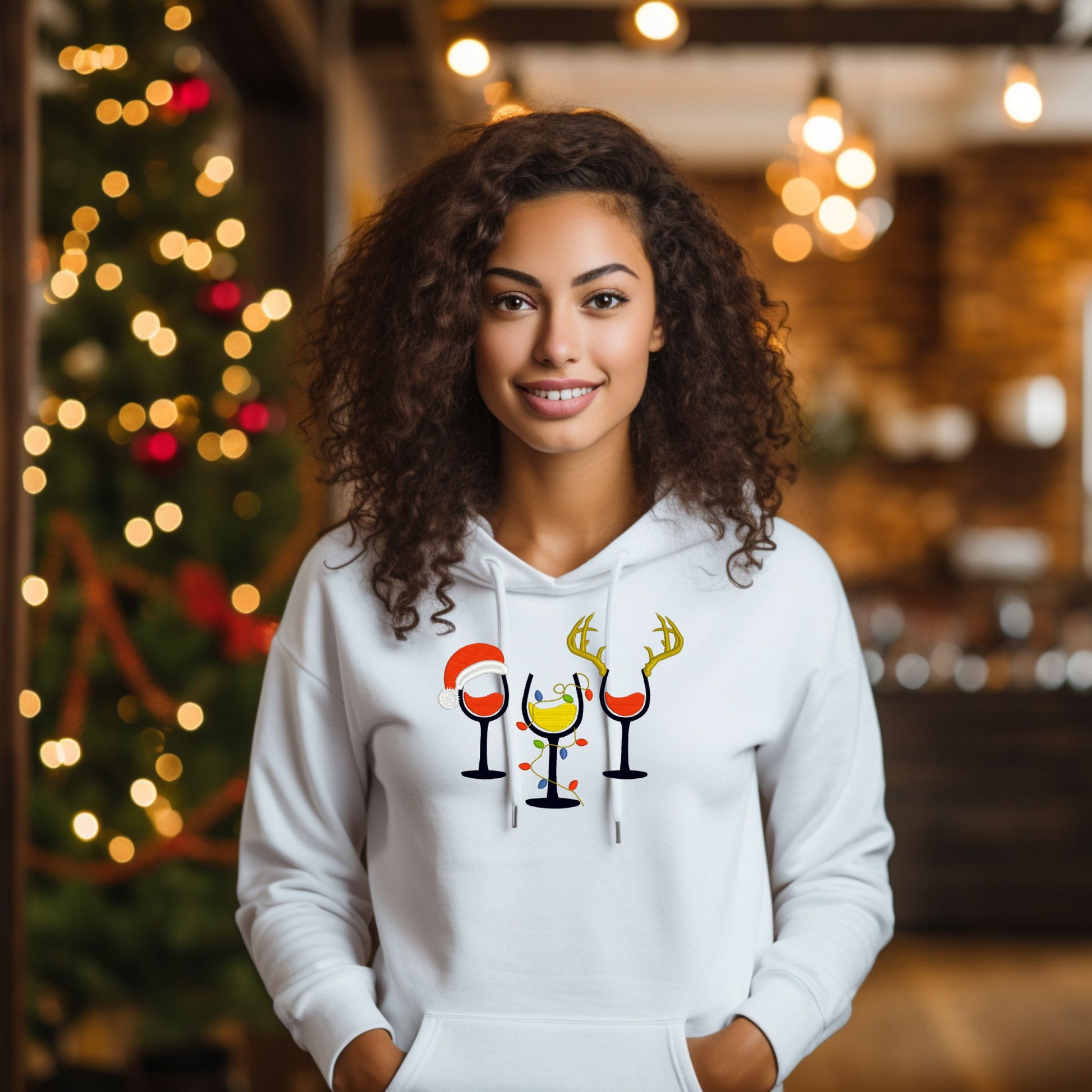 Weihnachts-Hoodie • Weingläser-Motiv (Unisex)