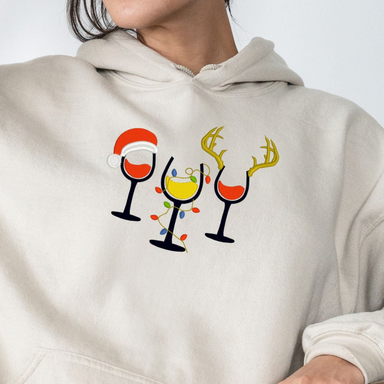 Weihnachts-Hoodie • Weingläser-Motiv (Unisex)