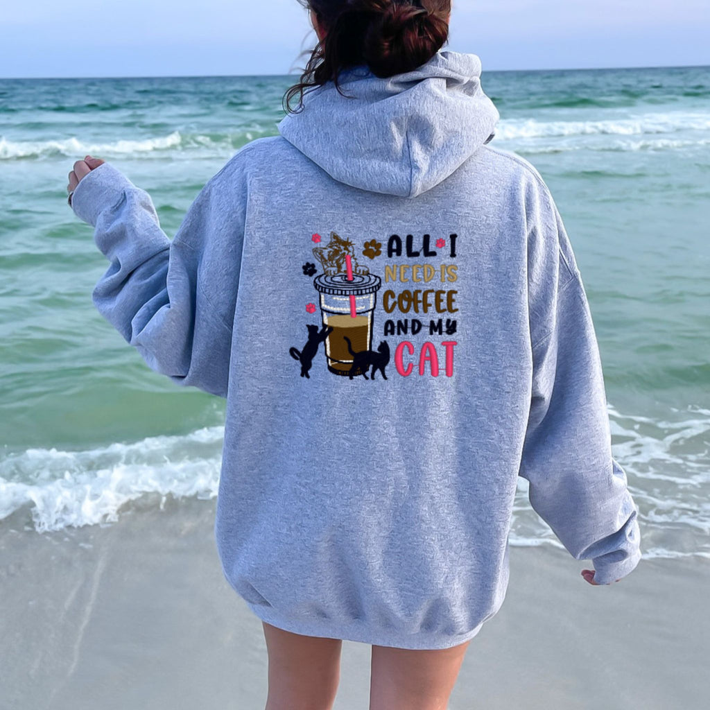 Hoodie • All I need is coffee and my Cat/Dog (Unisex, gestickt)