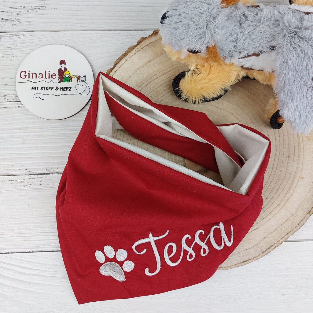 Hundehalstuch mit Name & Pfote • Wendehalstuch