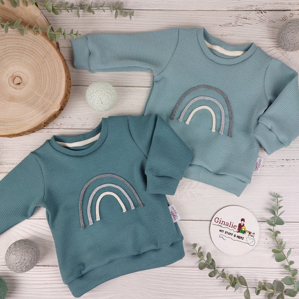 Pullover & Pumphose • Waffeljersey mit Regenbogen-Kordel