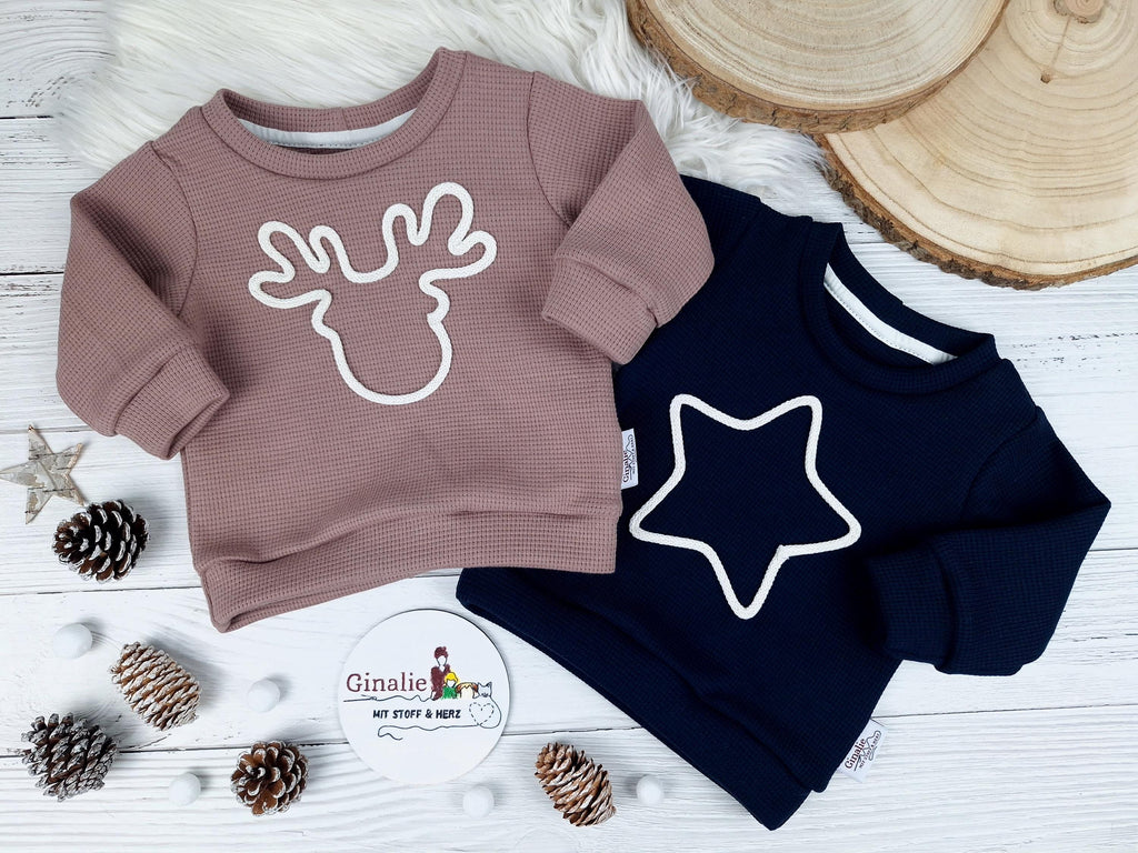 Weihnachts-Kordelpullover für Kinder • festliche Applikationen aus Kordel