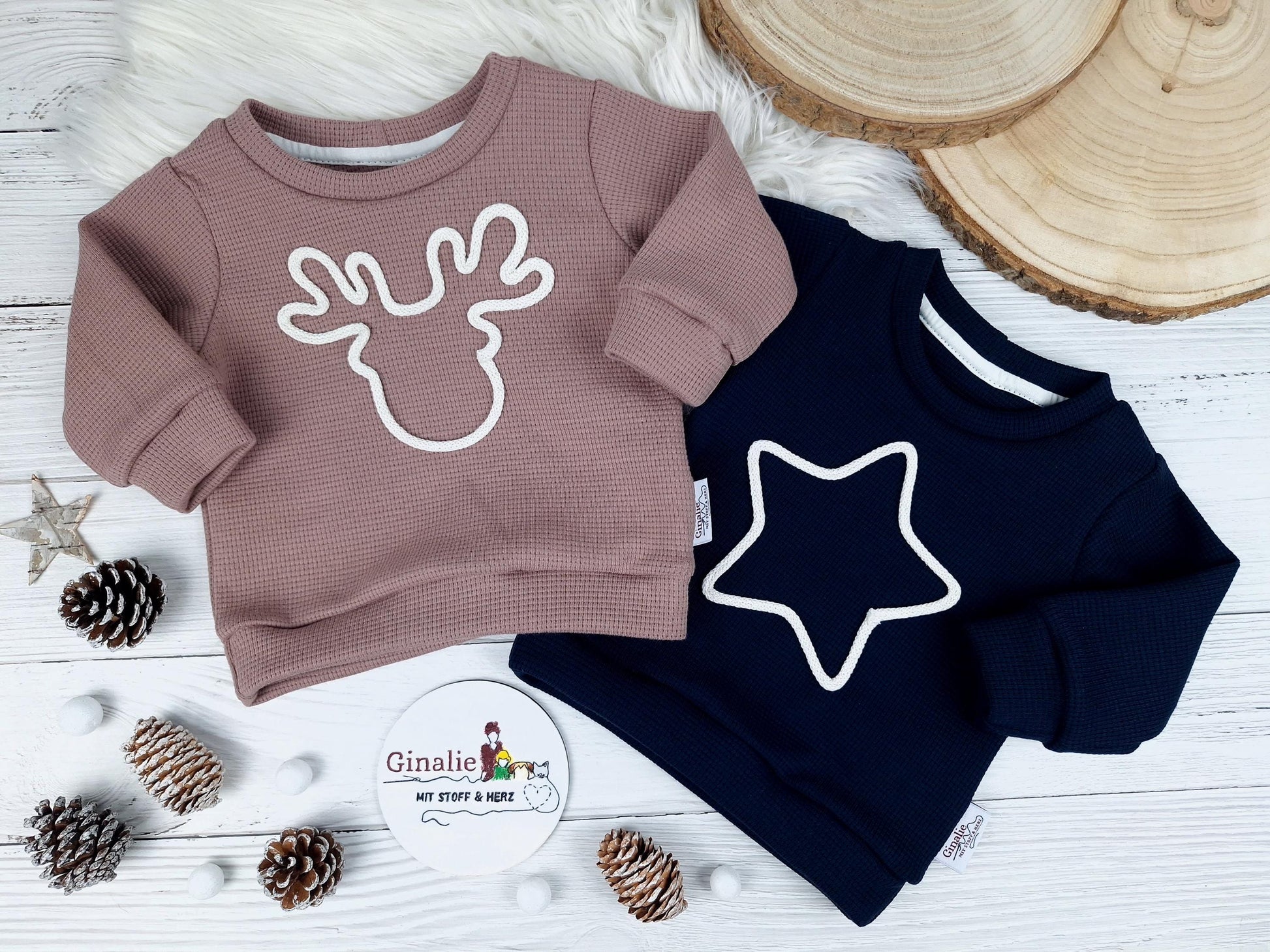 Weihnachts-Kordelpullover für Kinder • festliche Applikationen aus Kordel