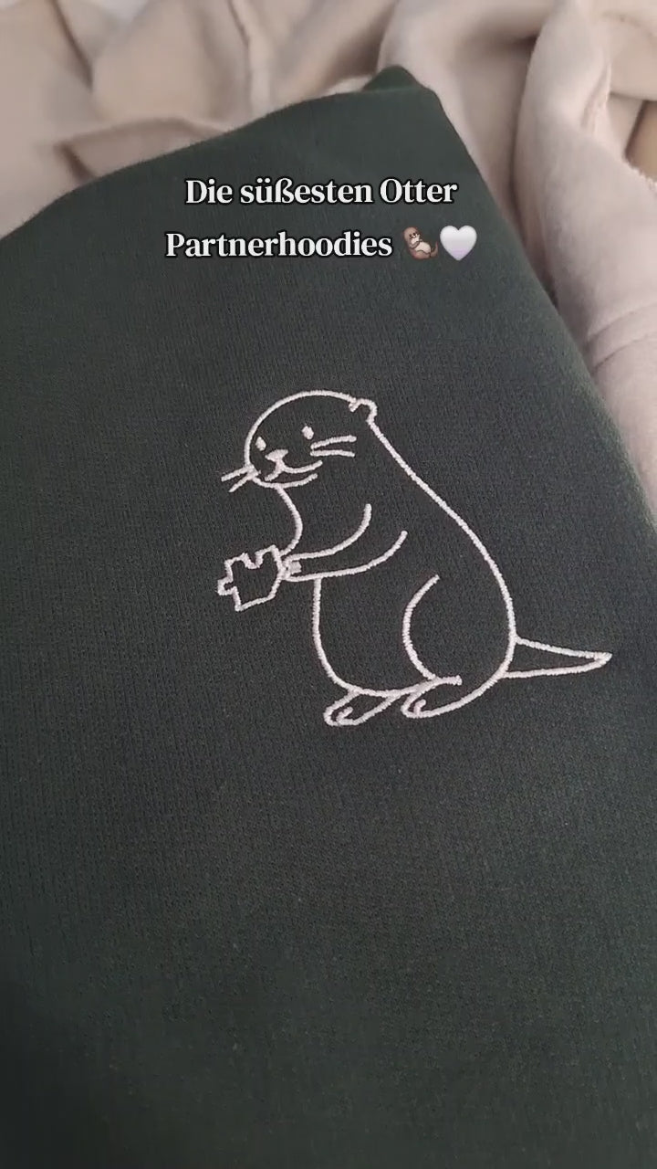 Partner Hoodie Otter Puzzleherz • personalisiert • bestickt • Couple Hoodie