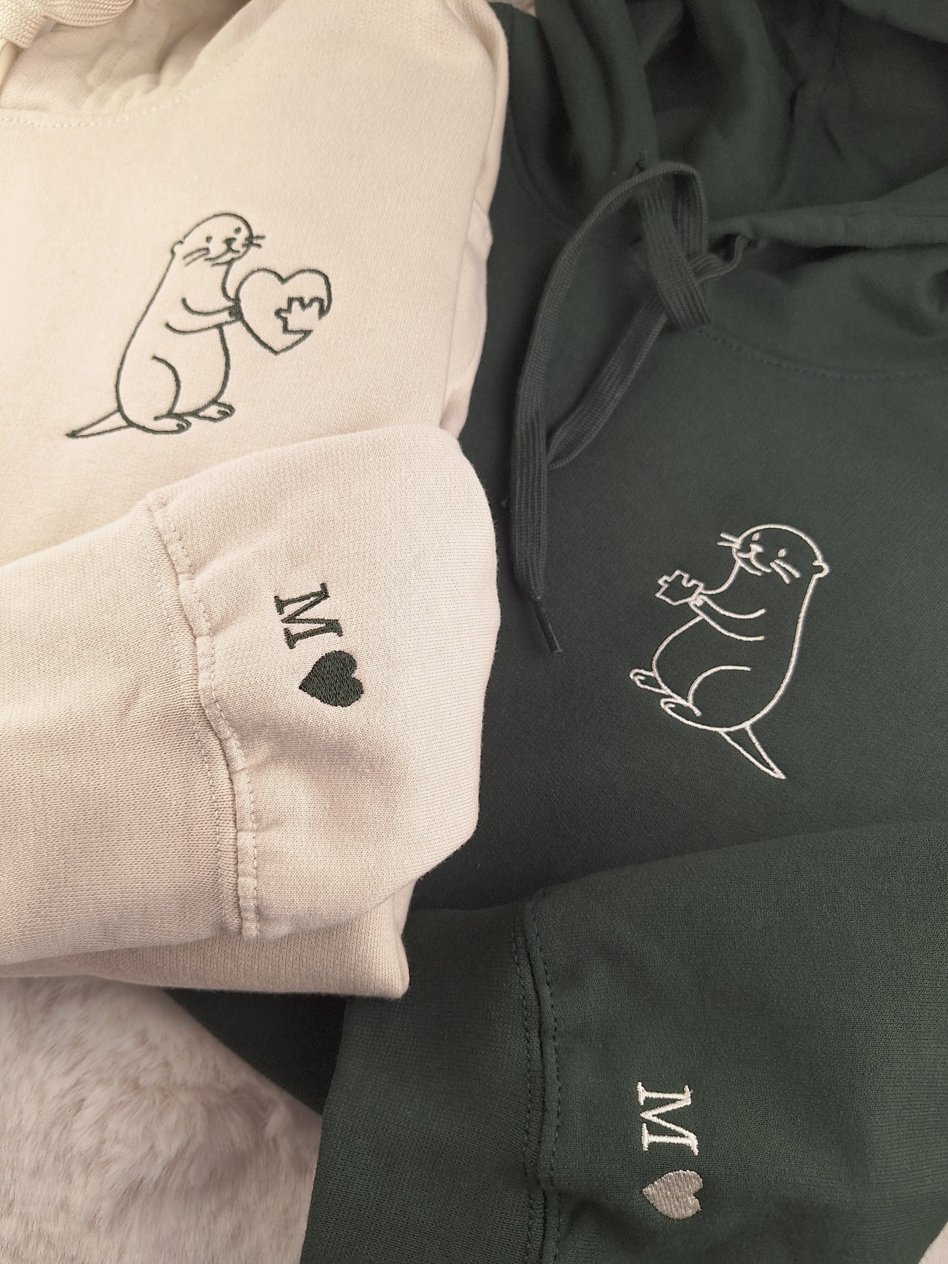Partner Hoodie Otter Puzzleherz • personalisiert • bestickt • Couple Hoodie