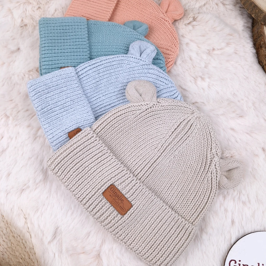 Baby Strickmütze mit Ohren • Beanie aus Bio-Baumwolle