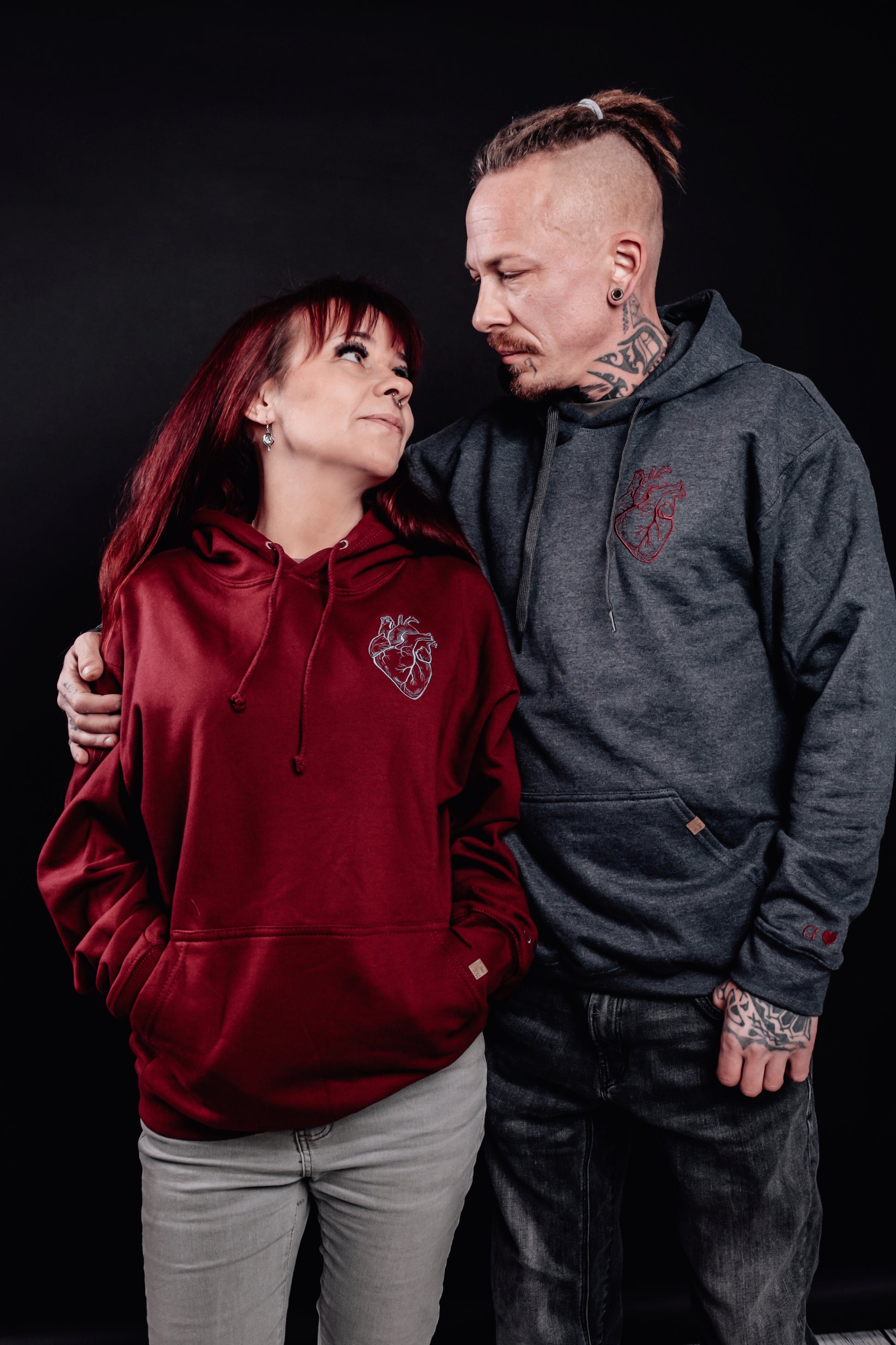 Partner Hoodie • Anatomisches Herz • Initiale