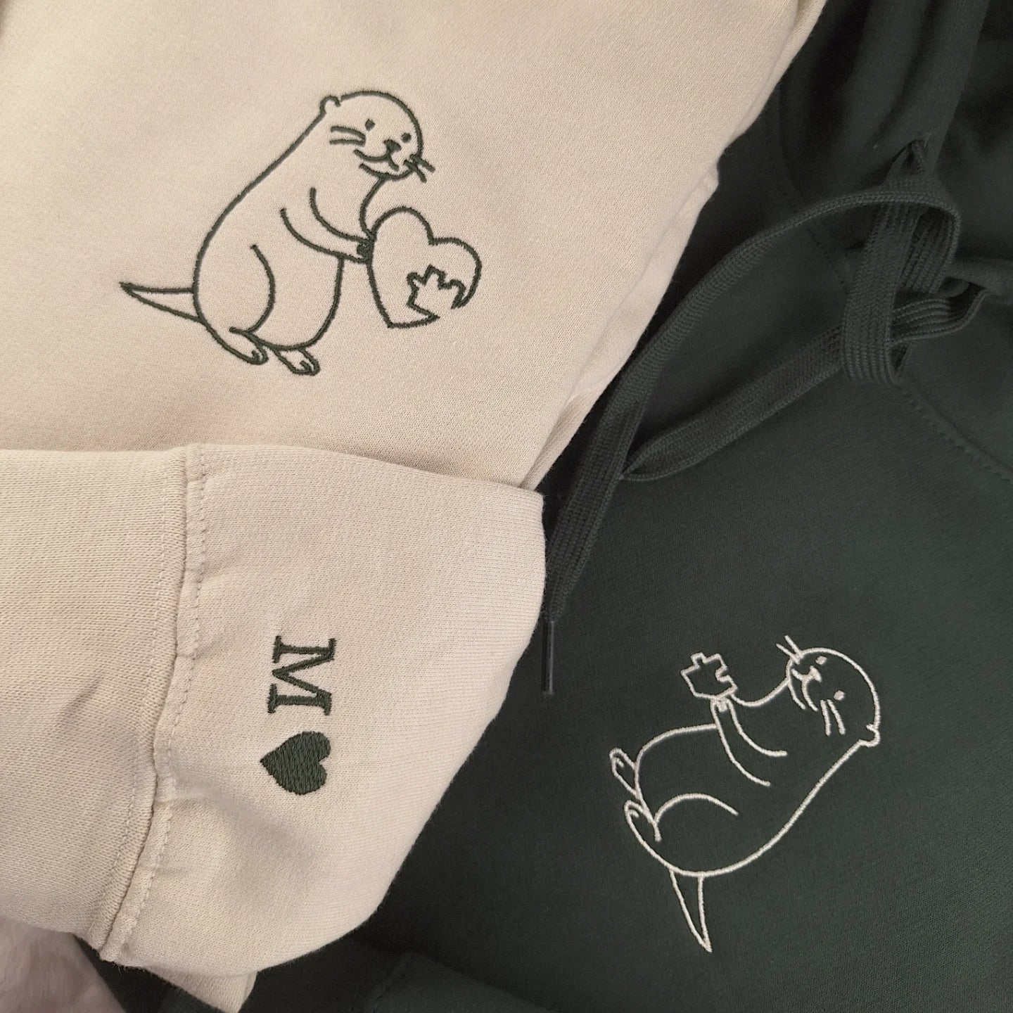 Partner Hoodie Otter Puzzleherz • personalisiert • bestickt • Couple Hoodie