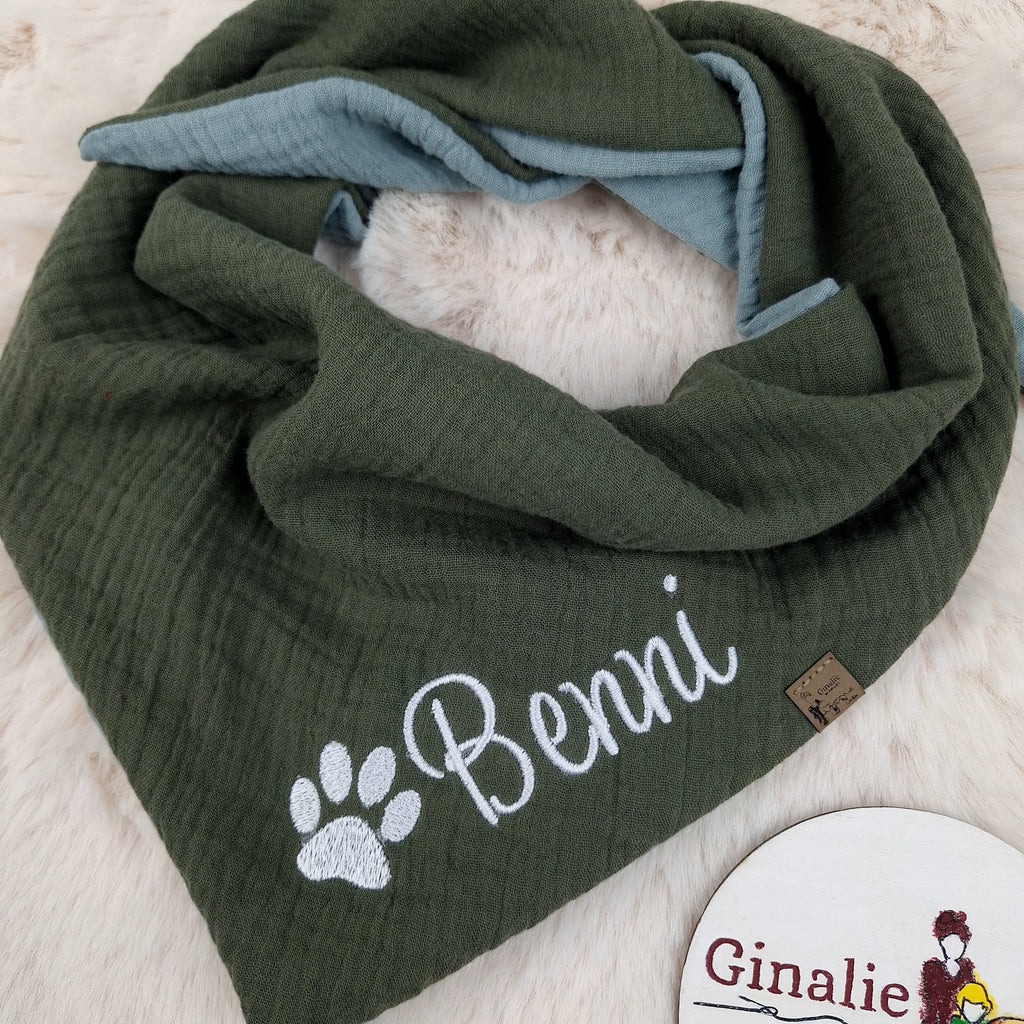 Hundehalstuch mit Namen aus Musselin