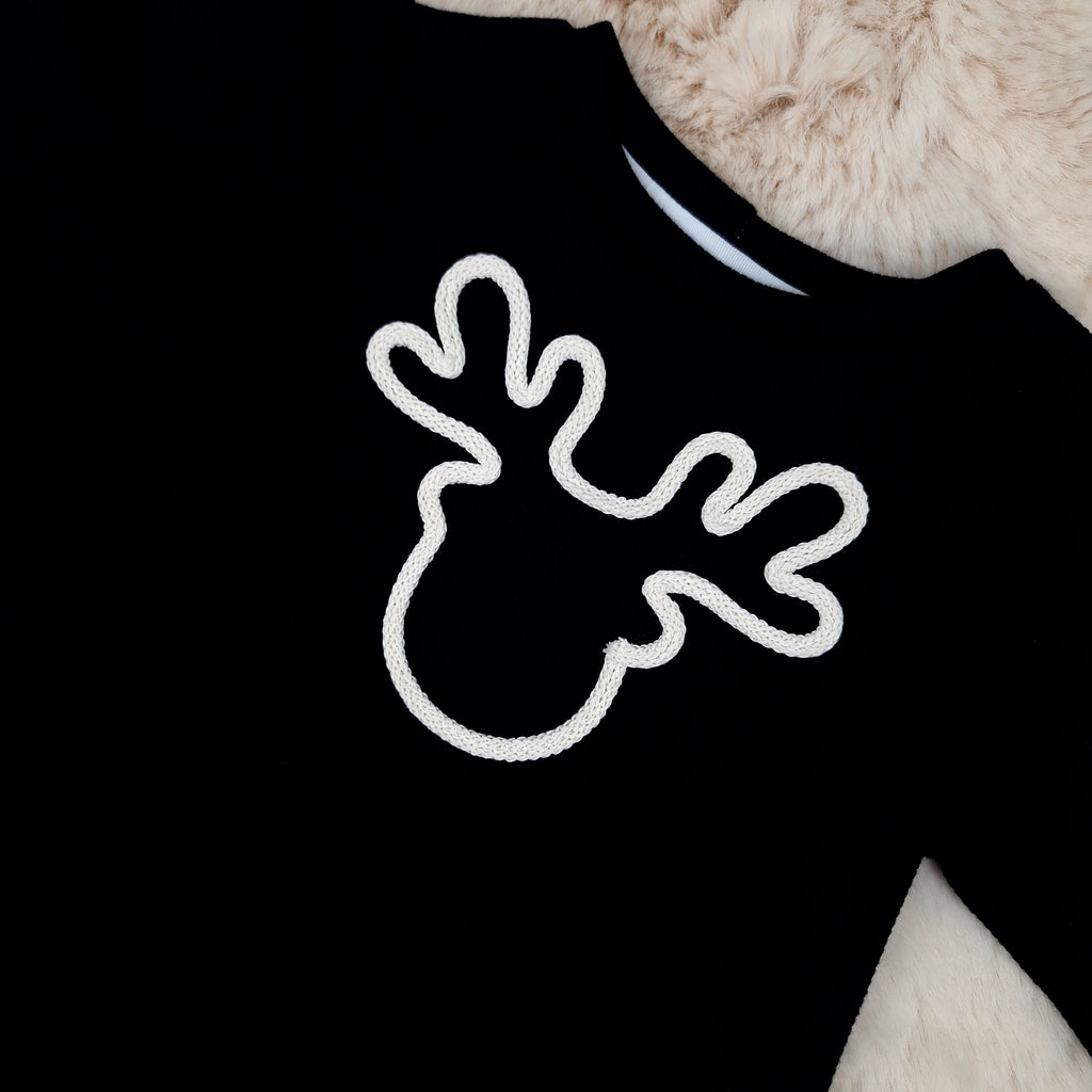 Weihnachts-Kordelpullover für Kinder • festliche Applikationen aus Kordel