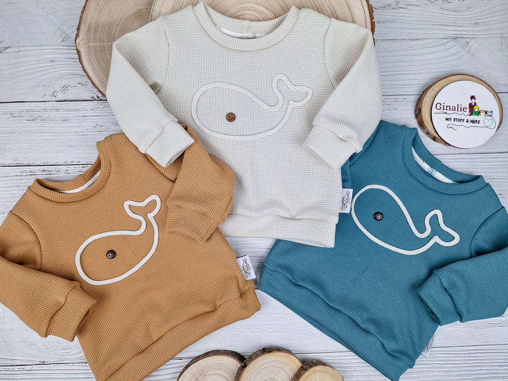 Wal-Pullover aus Waffeljersey