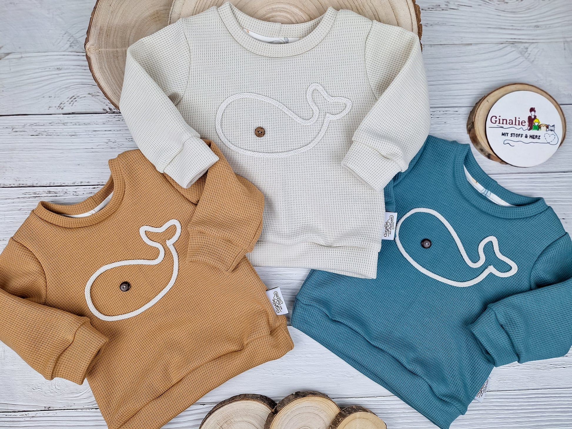 Wal-Pullover aus Waffeljersey