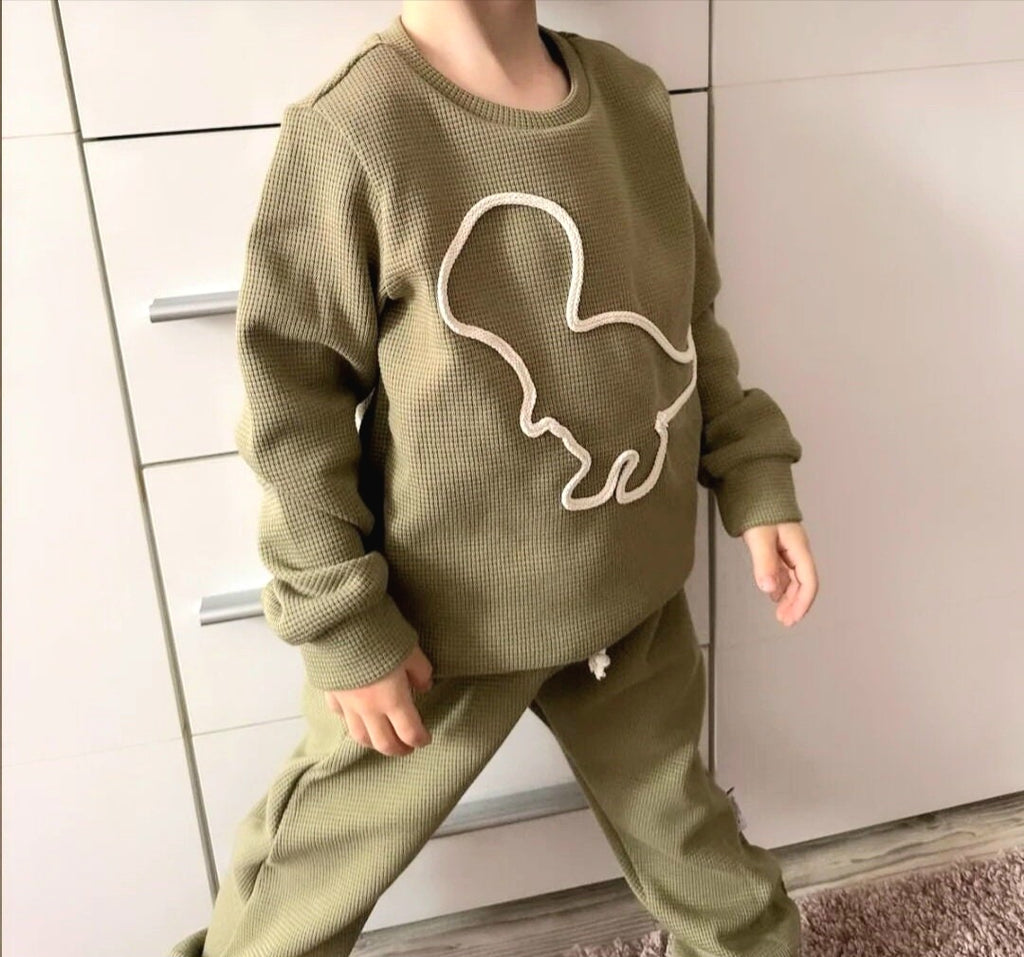 Kinderpullover Dino Waffeljersey