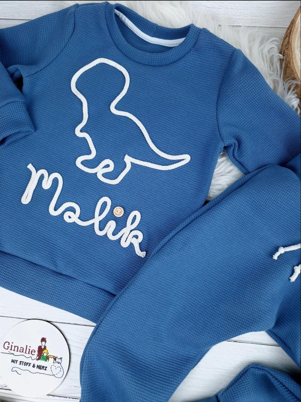 Kinderpullover Dino Waffeljersey