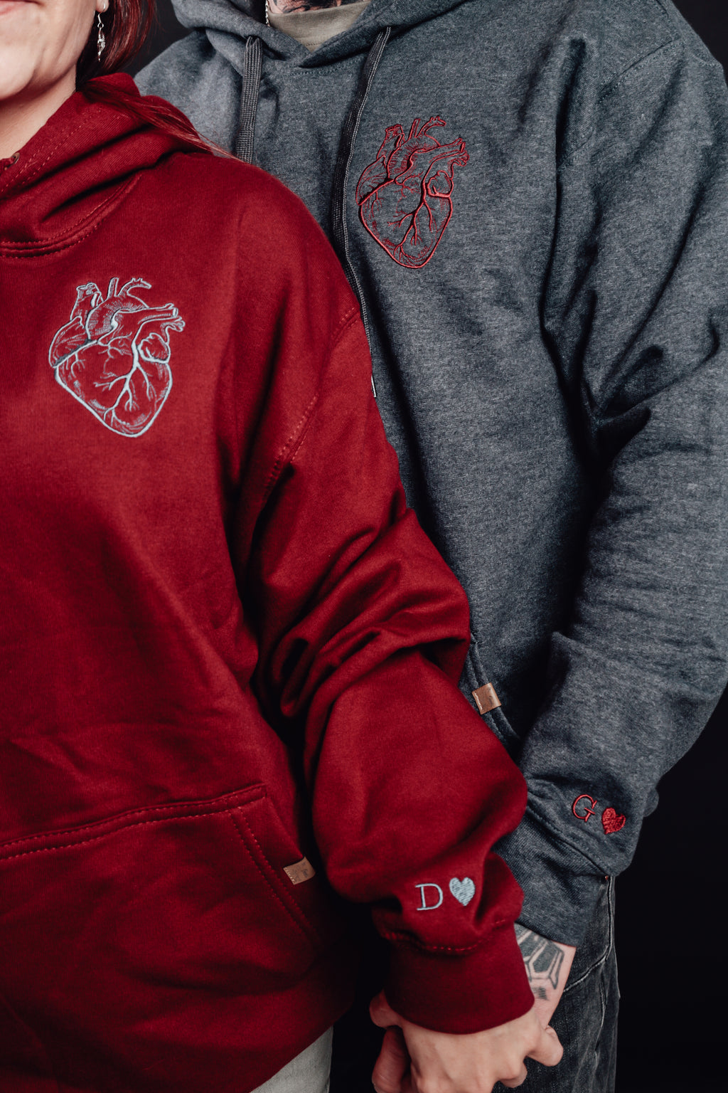 Partner Hoodie • Anatomisches Herz • Initiale