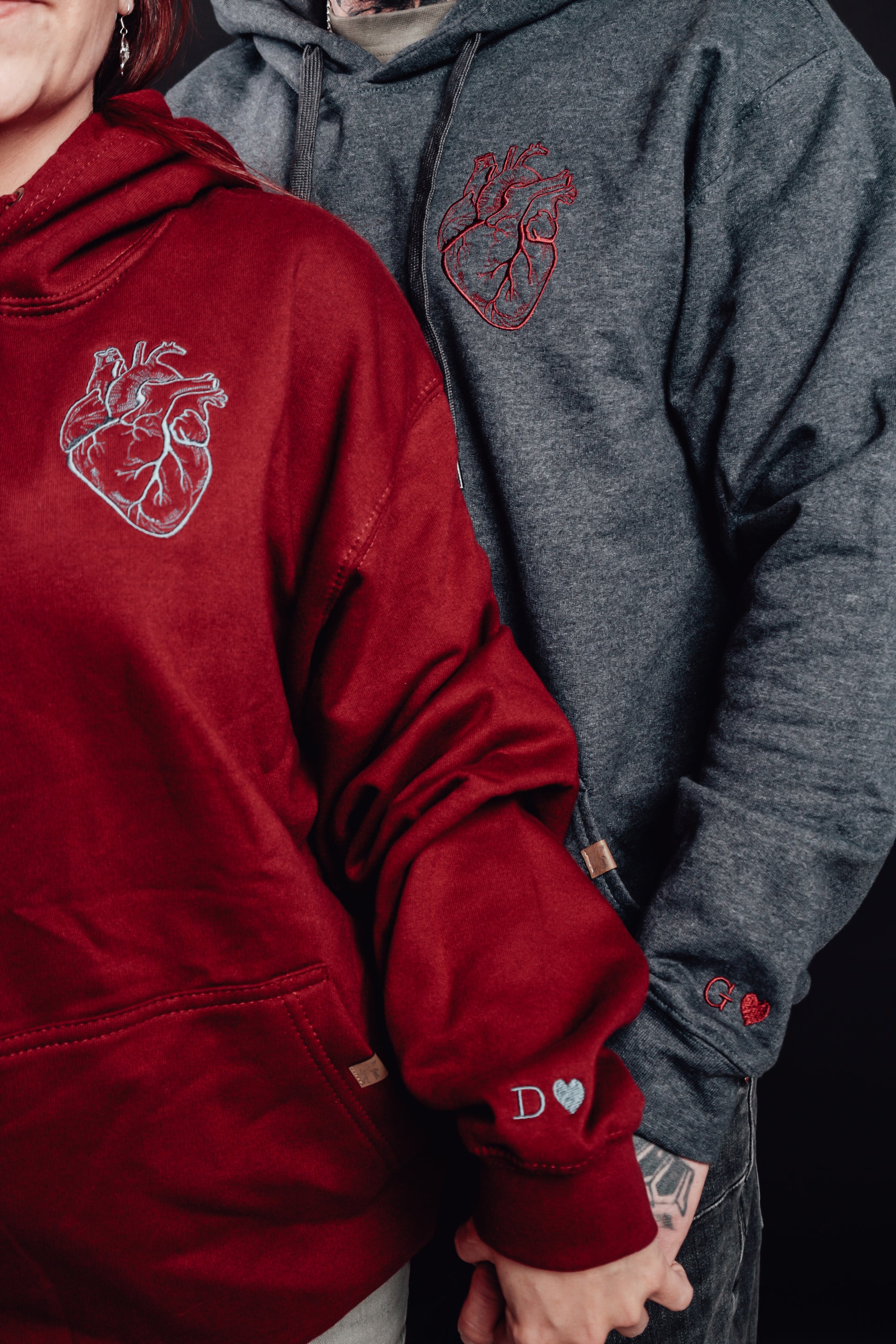 Partner Hoodie • Anatomisches Herz • Initiale