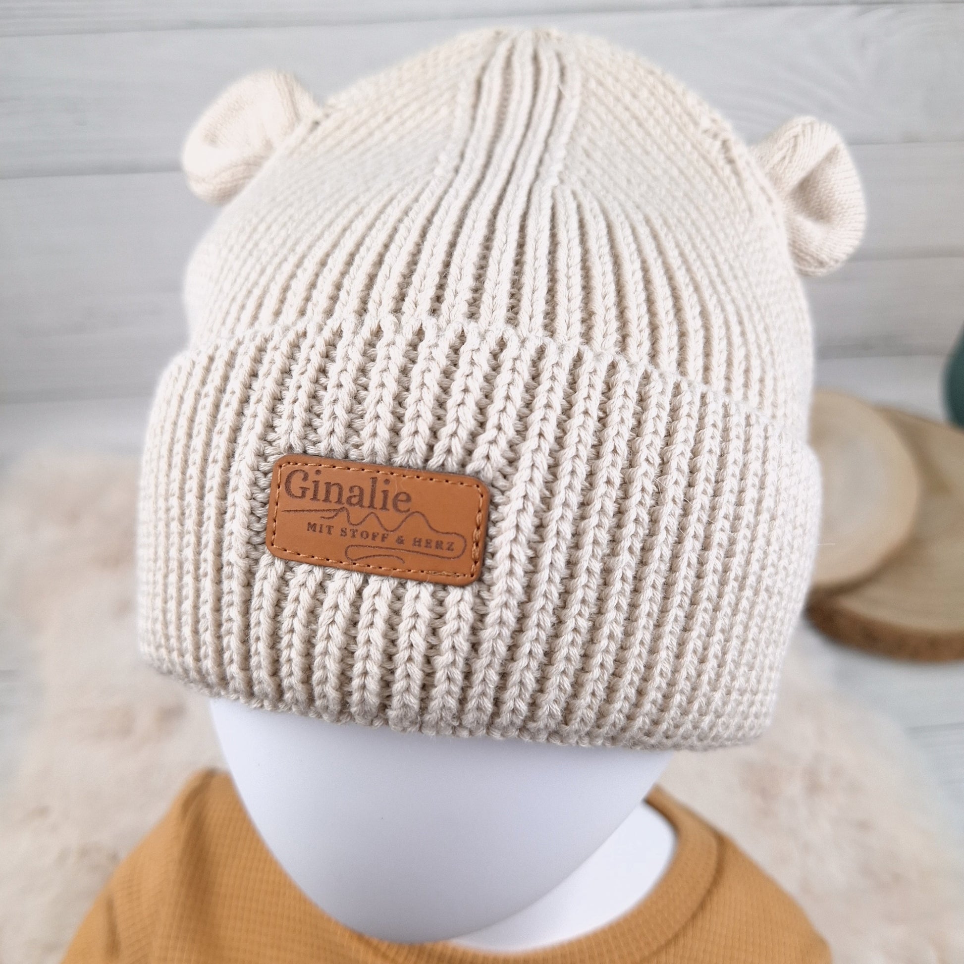 Baby Strickmütze mit Ohren • Beanie aus Bio-Baumwolle