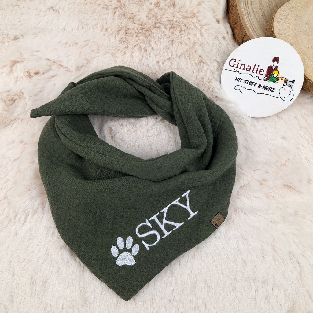 Hundehalstuch mit Namen aus Musselin