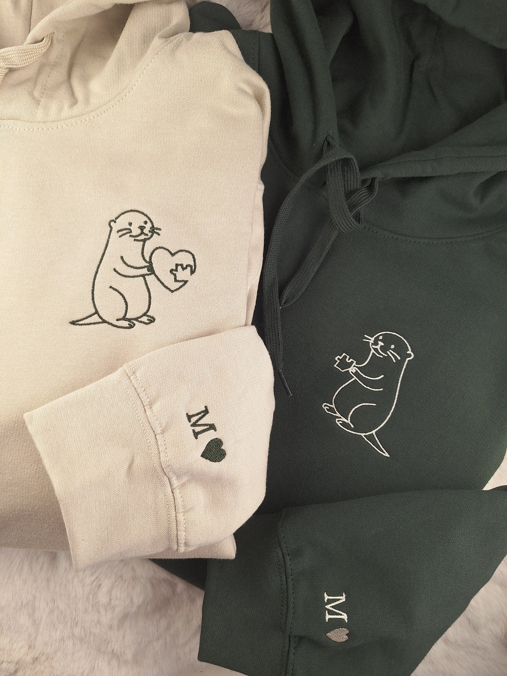 Partner Hoodie Otter Puzzleherz • personalisiert • bestickt • Couple Hoodie