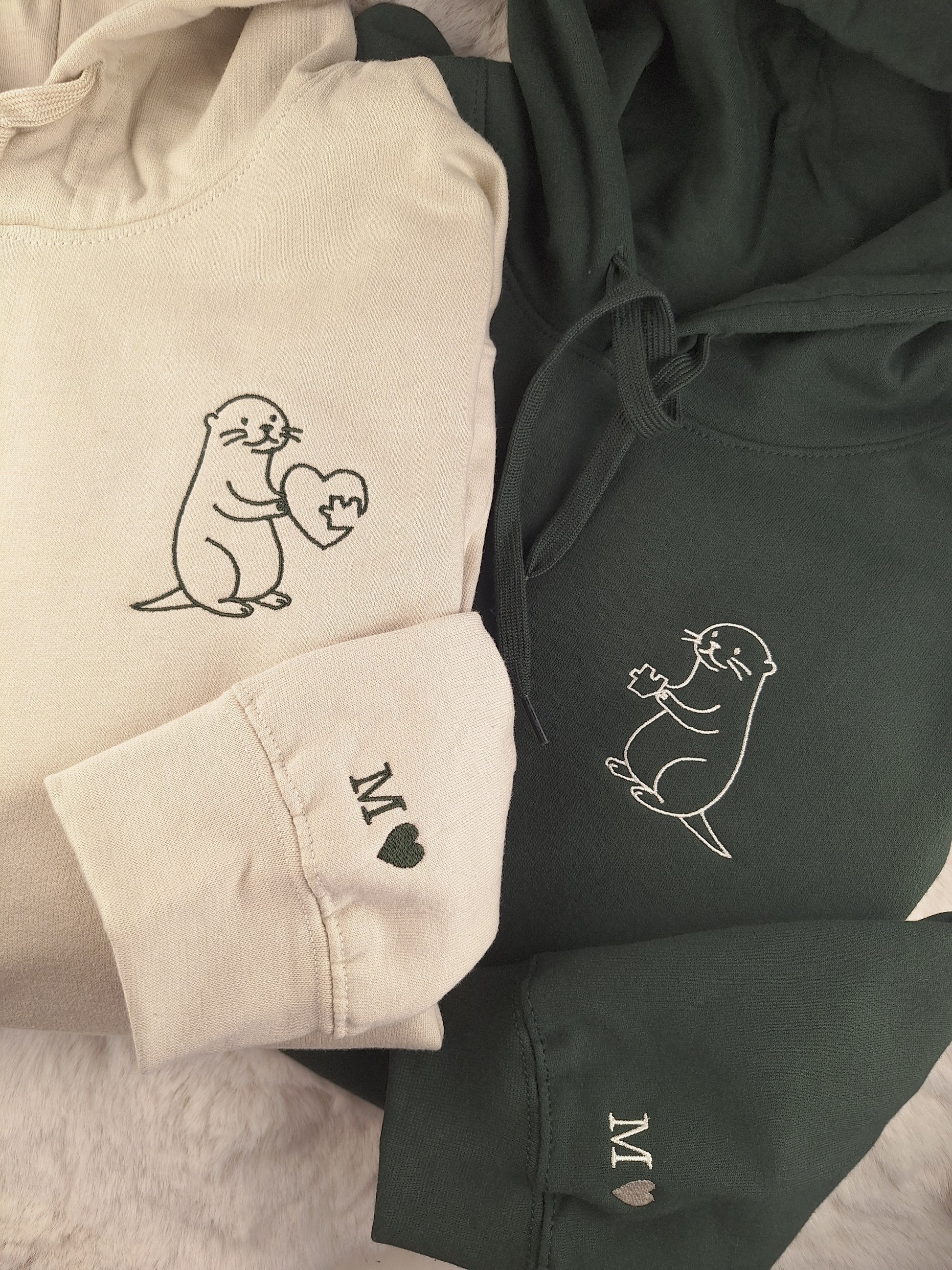 Partner Hoodie Otter Puzzleherz • personalisiert • bestickt • Couple Hoodie
