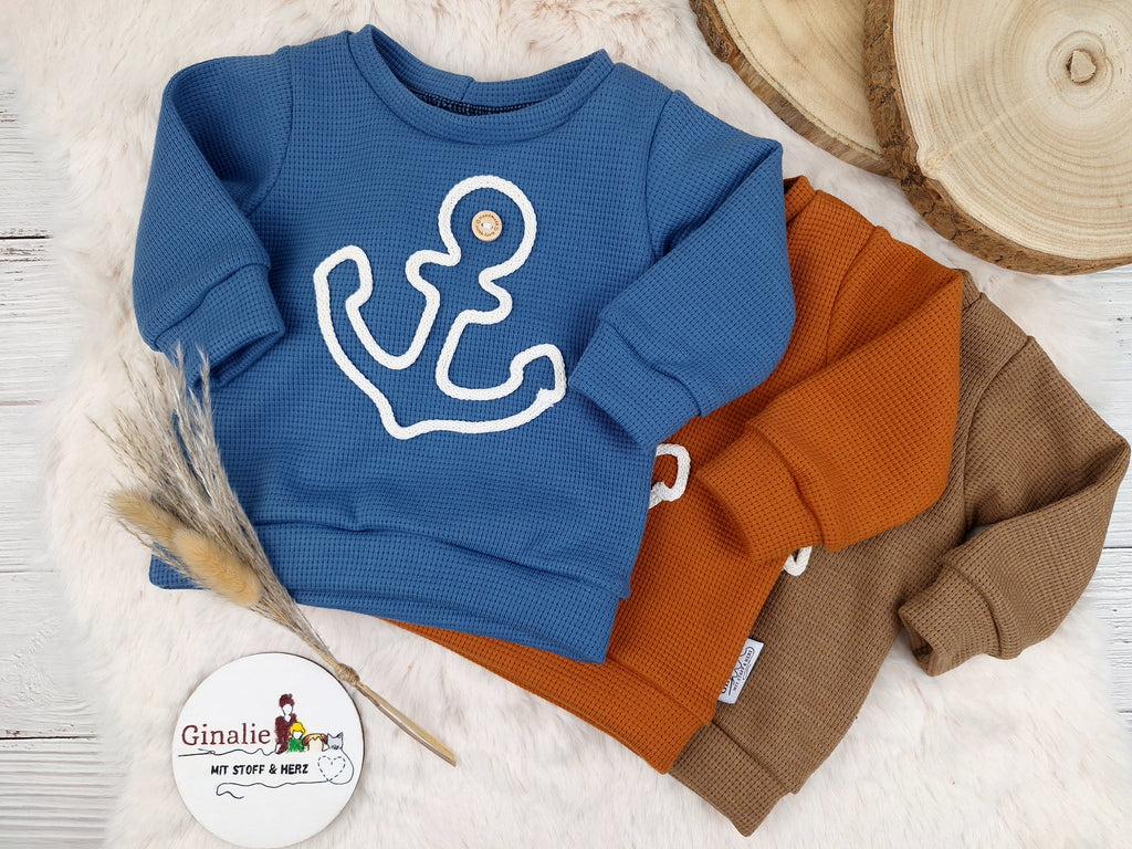 Pullover • Anker aus Kordel • Baby & Kinder • Waffeljersey