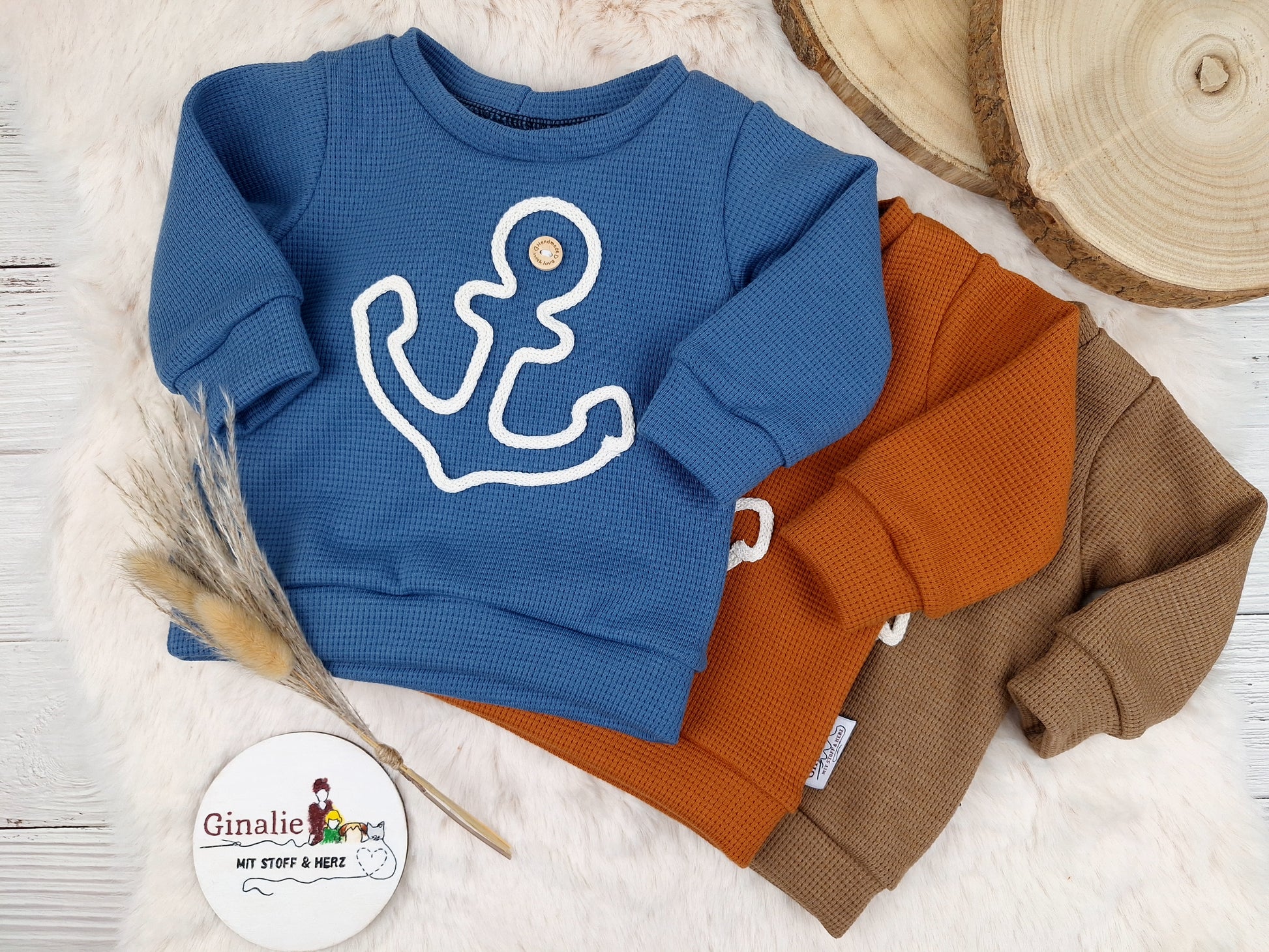 Pullover • Anker aus Kordel • Baby & Kinder • Waffeljersey