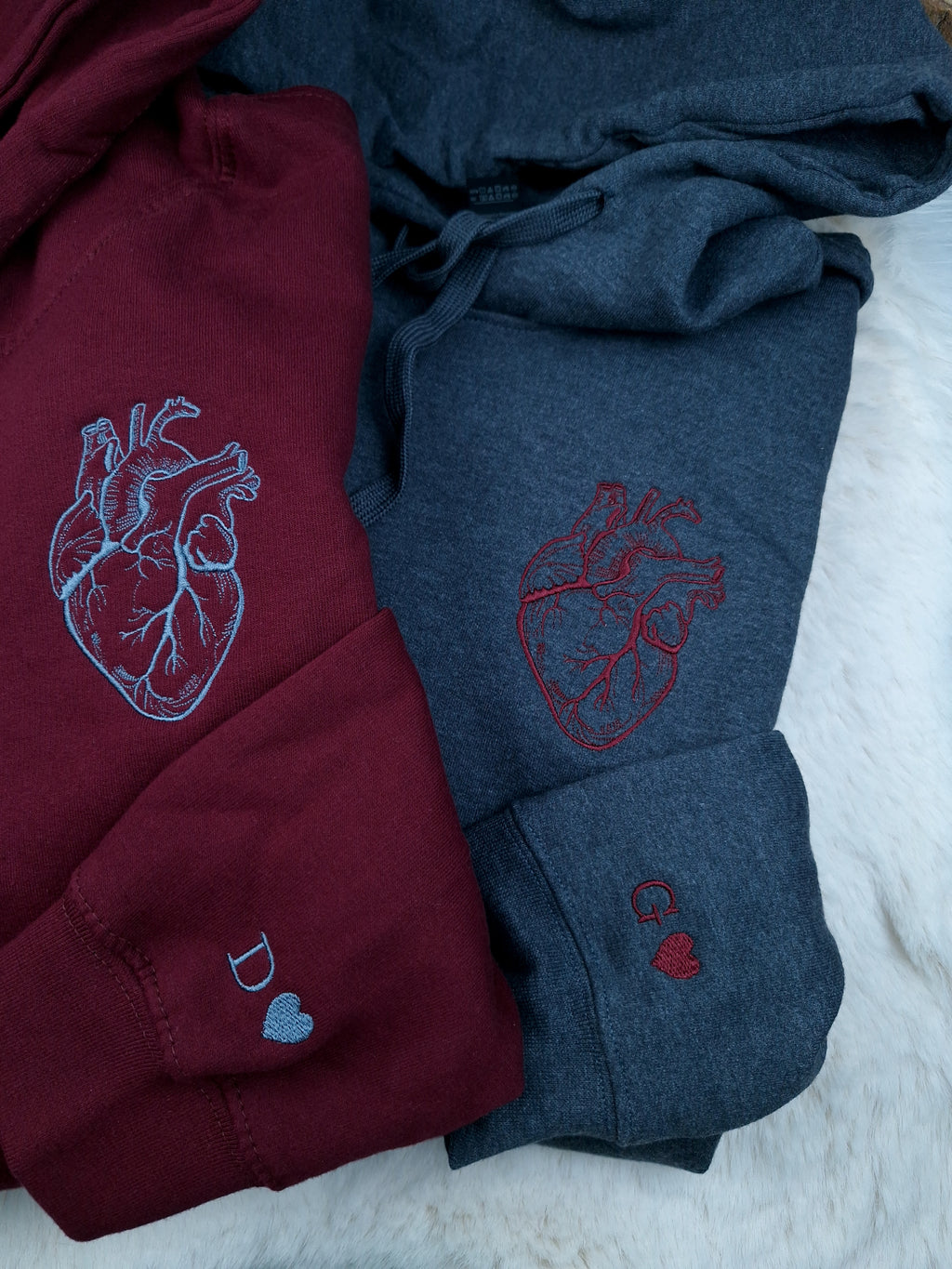 Partner Hoodie • Anatomisches Herz • Initiale