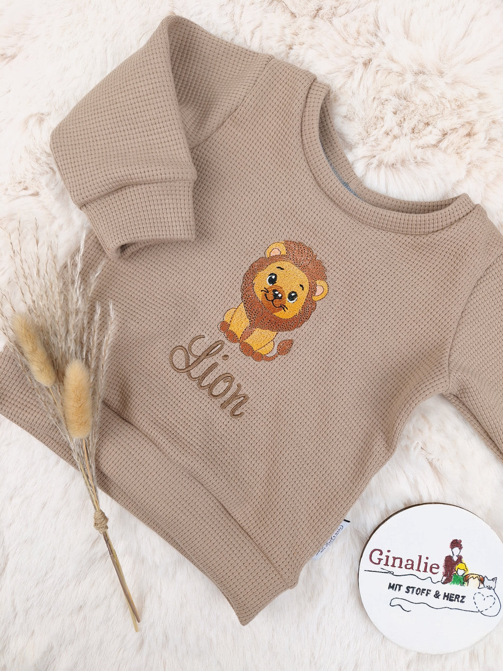 Kinderpullover Waffeljersey • Löwe • personalisiert mit Namen • Baby & Kinder