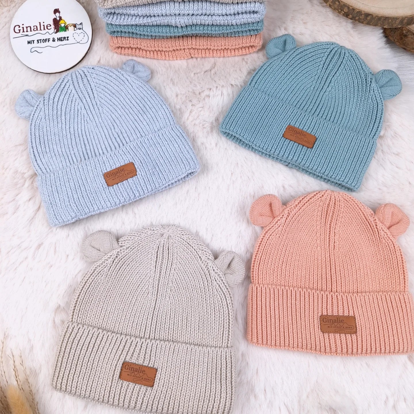 Baby Strickmütze mit Ohren • Beanie aus Bio-Baumwolle