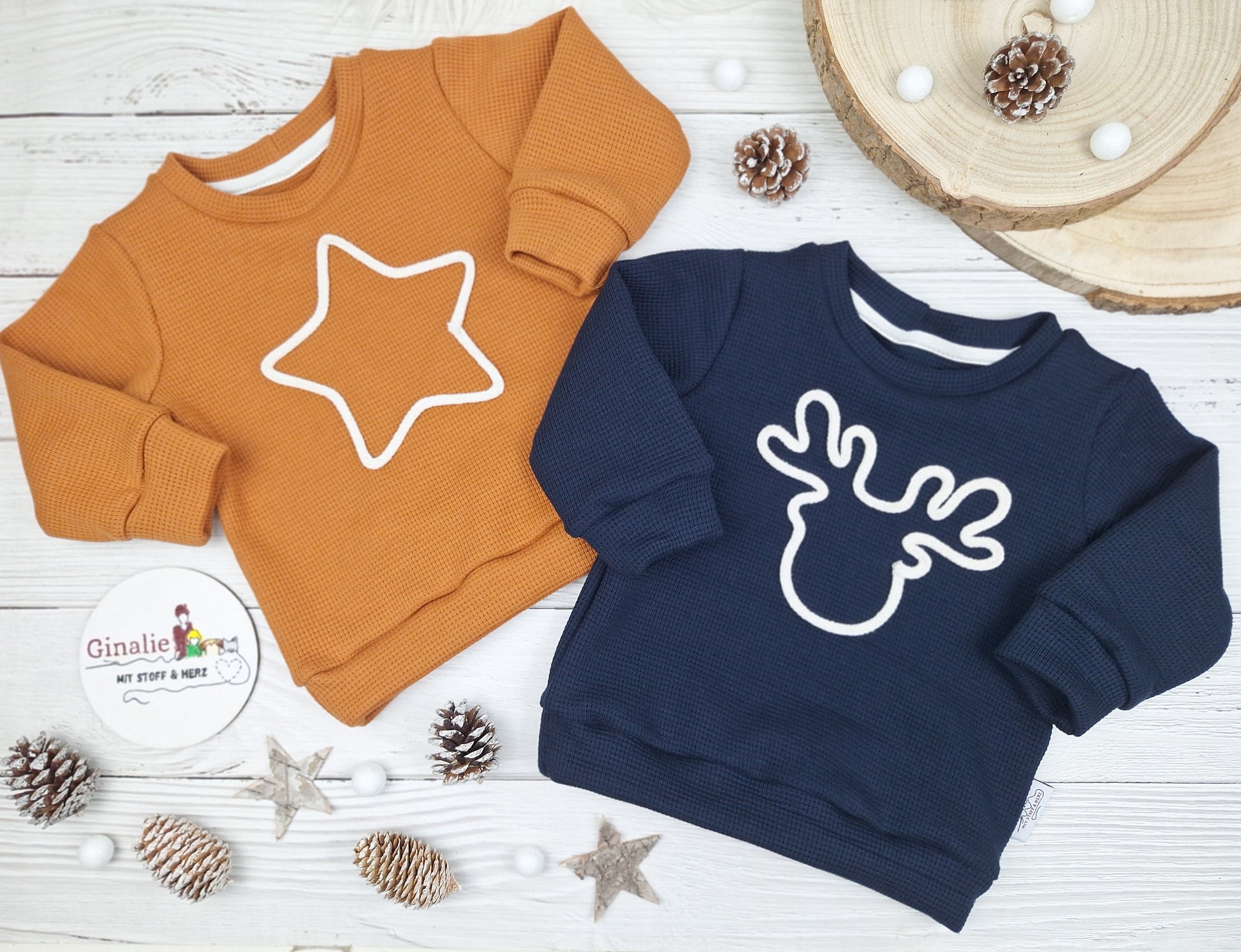 Sofortkauf Pullover Rentier blau Stern Cognac Gr. 68