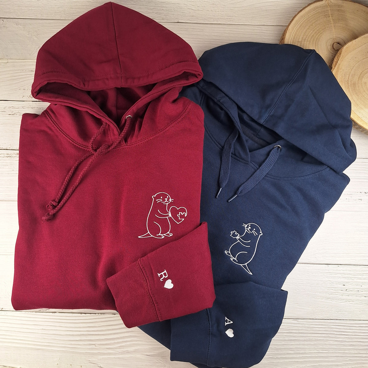 Partner Hoodie Otter Puzzleherz • personalisiert • bestickt • Couple Hoodie