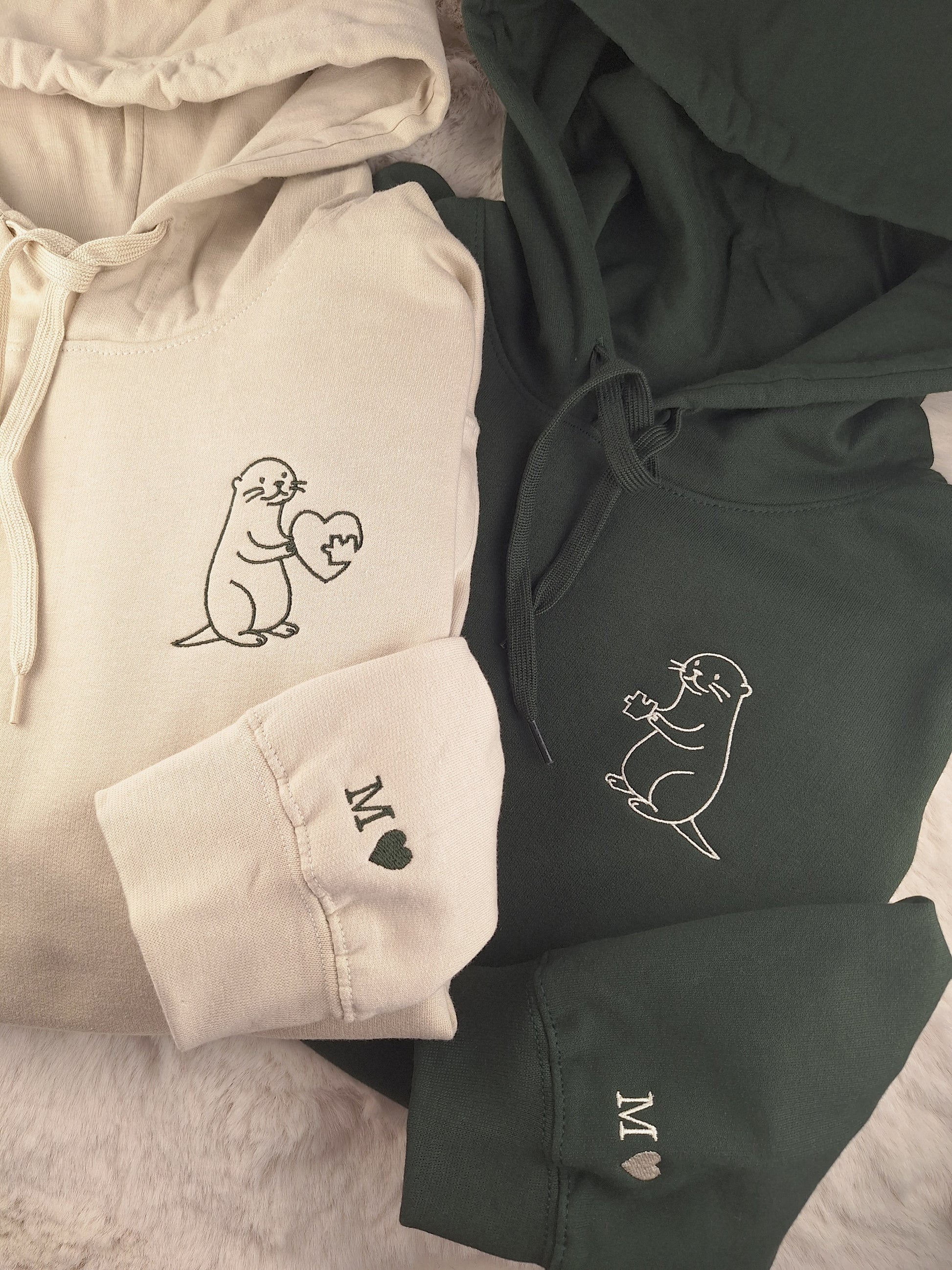 Partner Hoodie Otter Puzzleherz • personalisiert • bestickt • Couple Hoodie