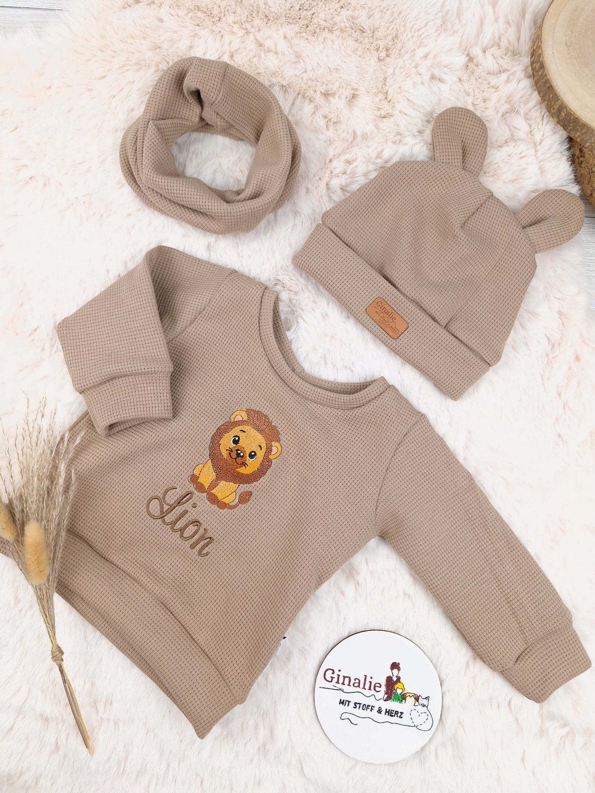 Kinderpullover Waffeljersey • Löwe • personalisiert mit Namen • Baby & Kinder