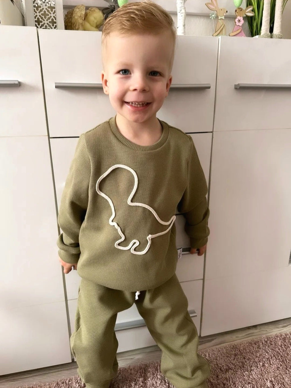 Kinderpullover Dino Waffeljersey
